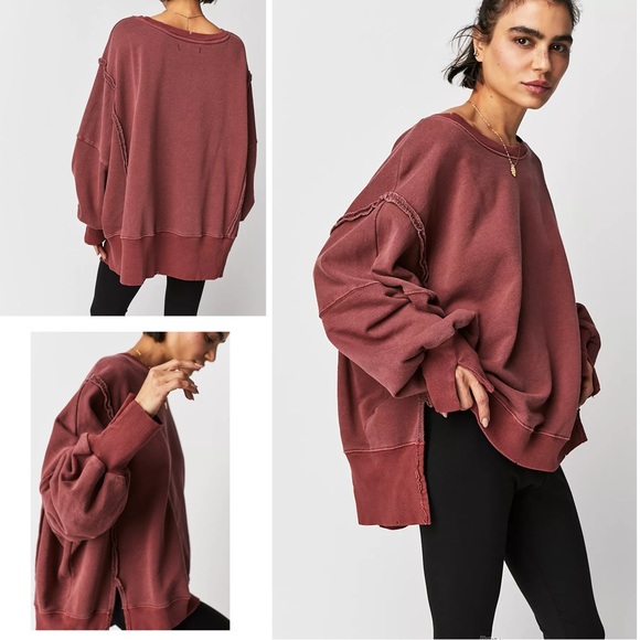 Free People Tops - Free People Camden Oversized Pullover In Russet Acorn